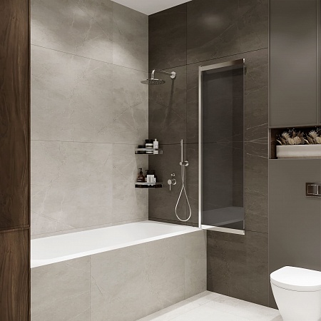 Шторка на ванну слайдер Terminus Ното 01 1500х900 проф.хром, тонированная Евпатория - фото 3