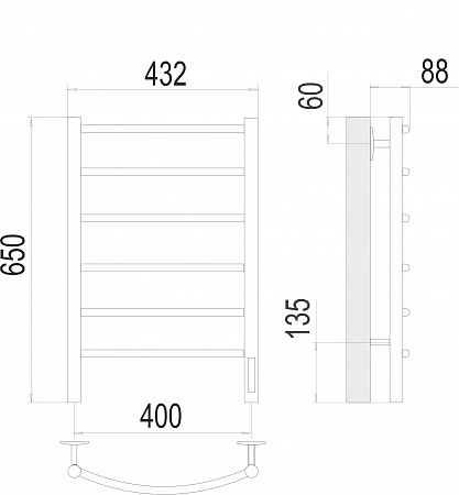Классик П6 400х650 Электро (quick touch) Полотенцесушитель TERMINUS Евпатория - фото 3 Классик П6 400х650 Электро (quick touch) Полотенцесушитель TERMINUS Евпатория - фото 3