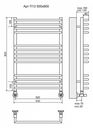 Арт П13 500х800 Полотенцесушитель  TERMINUS  Евпатория - фото 3