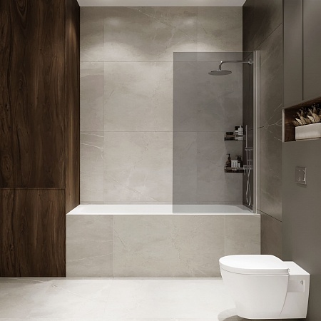 Шторка на ванну распашная Terminus Ното 02 1500х700 проф.хром, тонированная Евпатория - фото 3