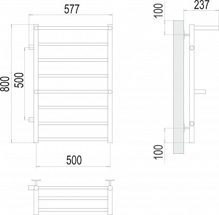 Аврора с 2-мя/п П8 500х800 бп500 слева Полотенцесушитель TERMINUS Евпатория - фото 3