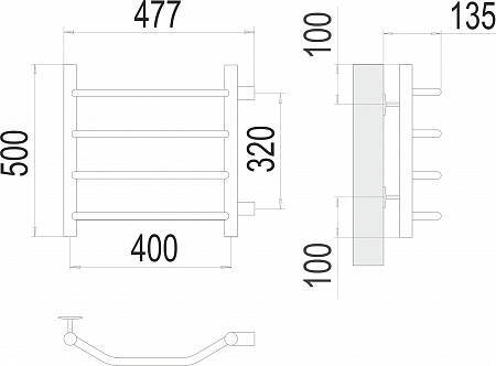 Виктория П4 400х500 бп320 Полотенцесушитель  TERMINUS Евпатория - фото 3