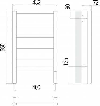 Аврора П6 400х650 Электро (quick touch) Полотенцесушитель  TERMINUS Евпатория - фото 3