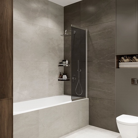 Шторка на ванну слайдер Terminus Ното 01 1500х900 проф.хром, тонированная Евпатория - фото 2