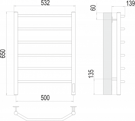 Виктория П6 500х650 Электро (quick touch) Полотенцесушитель  TERMINUS Евпатория - фото 3
