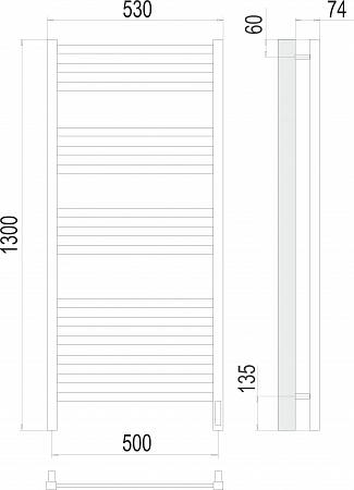 Ното П15 500х1300  электро (sensor quick touch) Полотенцесушитель  TERMINUS Евпатория - фото 3