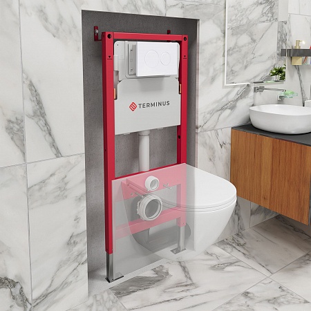 Пневматическая система инсталляции для подвесного унитаза 500х1125 (4 в 1 с клавишей смыва) Terminus Евпатория - фото 1