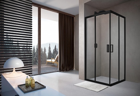 Душевой уголок слайдер Terminus Соренто 05 900х900х2000  квадрат чёрный Евпатория - фото 2