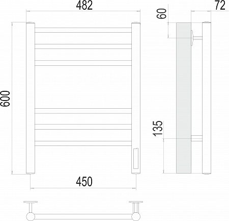 Аврора П6 450х600 электро КС ЧЕРНЫЙ МУАР ( new встроен диммер) Полотенцесушитель TERMINUS Евпатория - фото 3 Аврора П6 450х600 электро КС ЧЕРНЫЙ МУАР ( new встроен диммер) Полотенцесушитель TERMINUS Евпатория - фото 3