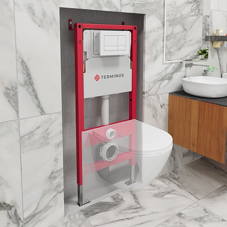 Система инсталляции для подвесного унитаза  500х1125 (4 в 1 с клавишей смыва) Terminus  Евпатория - фото 1