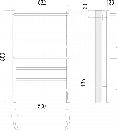 Евромикс П8 500х850 Электро (quick touch) Полотенцесушитель TERMINUS Евпатория - фото 3 Евромикс П8 500х850 Электро (quick touch) Полотенцесушитель TERMINUS Евпатория - фото 3