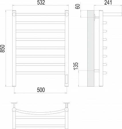 Классик с/п П8 500х850 Электро (quick touch) Полотенцесушитель  TERMINUS Евпатория - фото 3
