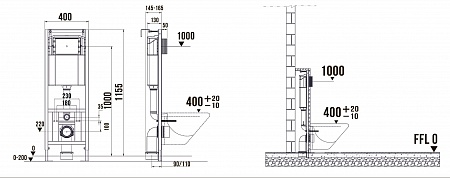 Система инсталляции для подвесного унитаза 400х1160 (4 в 1 с клавишей смыва) Terminus Евпатория - фото 7