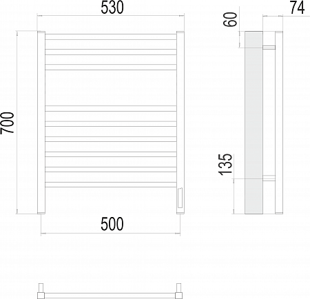 Ватикан П9 500х700 электро (sensor quick touch) Полотенцесушитель TERMINUS)  Евпатория - фото 3