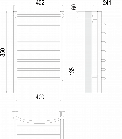Классик с/п П8 400х850 Электро (quick touch) Полотенцесушитель  TERMINUS Евпатория - фото 3