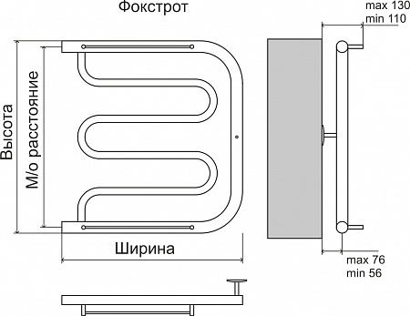 Фокстрот AISI 32х2 500х700 Полотенцесушитель  TERMINUS Евпатория - фото 3