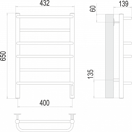 Евромикс П6 400х650 Электро (quick touch) Полотенцесушитель  TERMINUS Евпатория - фото 3