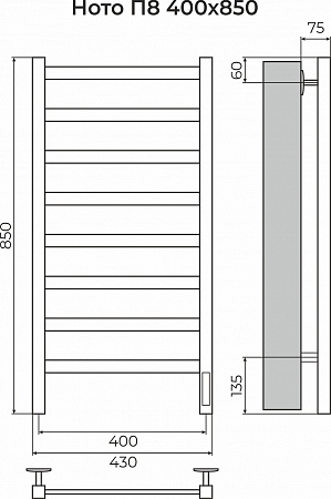 Ното П8 400х850 Электро (quick touch) Полотенцесушитель TERMINUS Евпатория - фото 3