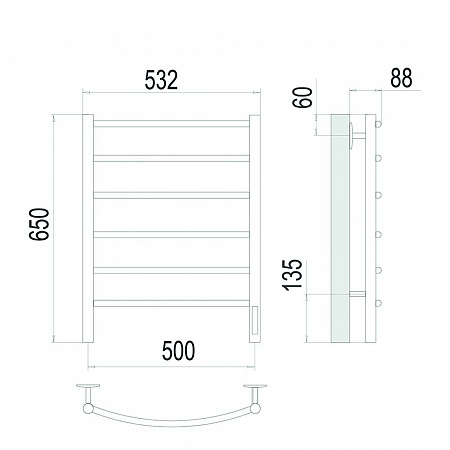 Классик П6 500х650 Электро (quick touch) Полотенцесушитель TERMINUS Сатин Евпатория - фото 4