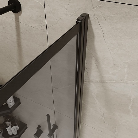 Шторка на ванну слайдер Terminus Ното 01 1500х900 проф.черный, тонированная Евпатория - фото 5