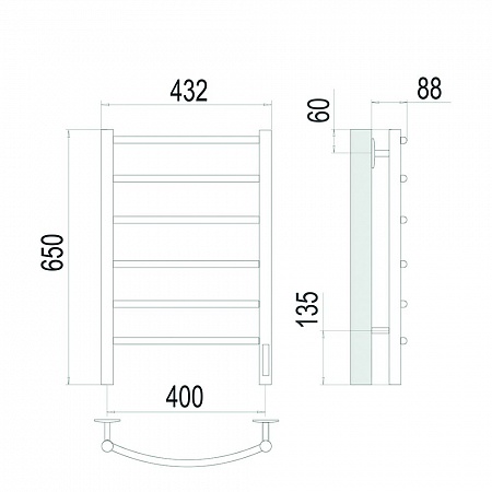 Классик П6 400х650 Электро (quick touch) Полотенцесушитель TERMINUS Сатин Евпатория - фото 4