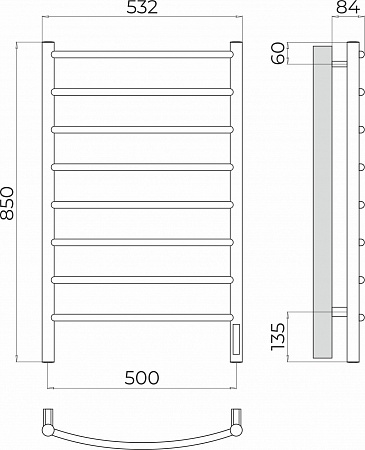 Классик П8 500х850 Электро (quick touch) Полотенцесушитель TERMINUS Евпатория - фото 3 Классик П8 500х850 Электро (quick touch) Полотенцесушитель TERMINUS Евпатория - фото 3