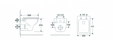 Подвесной унитаз Terminus Ното 550х350 белый Евпатория - фото 4